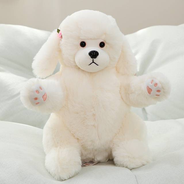 (White Dog, 20cm/7.87in) Dog Cat Bear Panda Doll Plush Toy Sleeping Comfort Pillow Pp Cotton Soft Cute