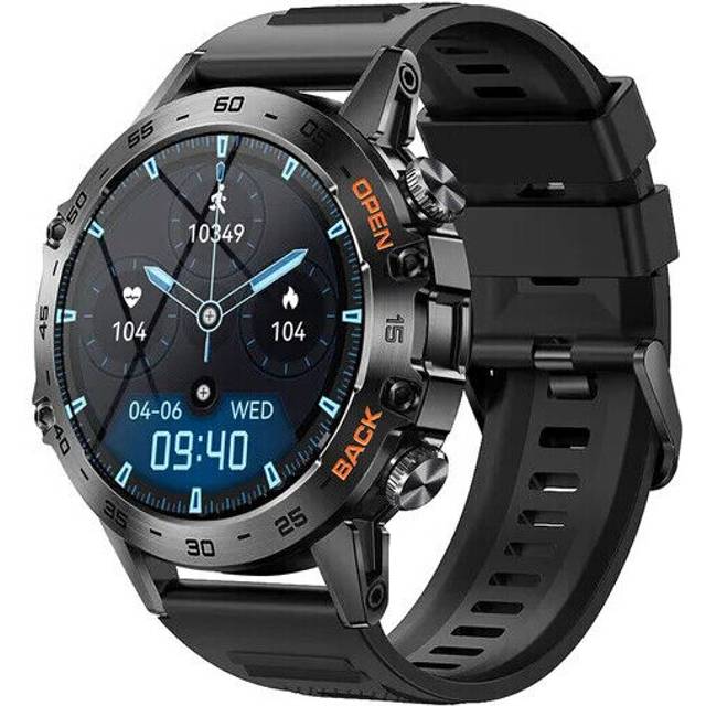 (Silicone Black) Men Smart Watches for iOS Android Sports Fitness Tracker Waterproof Smart Watch