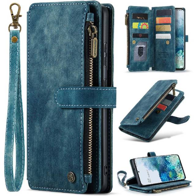 (Blue) CaseMe Case For Samsung Galaxy S20 Plus Drivers License Card Slots With Card Holder Wallet Case For Women Men Drivers License Card Slots