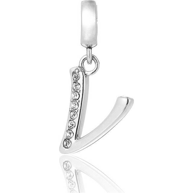 Letter 'v' initial pendant charm, silver jewellery, alphabet necklace charms