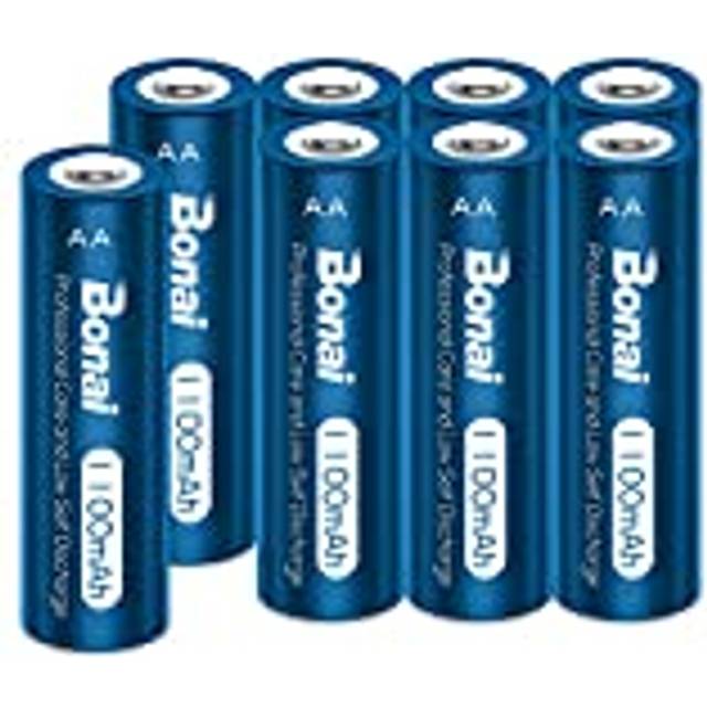 Ni-MH AA Rechargeable Solar Light Batteries -8 Pack 1100mah Rechargeable Battery AA for Garden Solar Lights, String Lights, Christmas LED Lights and