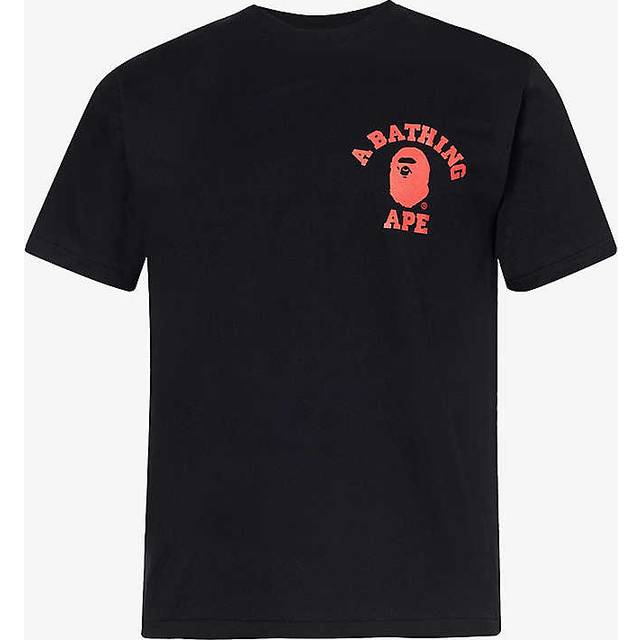 A Bathing Ape Mens Black College Cotton-jersey T-shirt M - BLACK