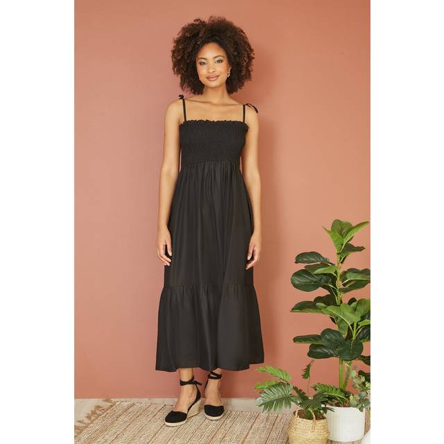 Yumi Black Midi Sun Dress - Size 14 UK - Yumi