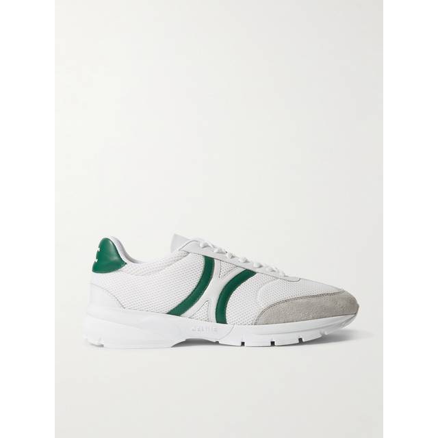 CELINE HOMME - CR-01 Suede-Trimmed Leather and Mesh Sneakers - Men - White - EU 43
