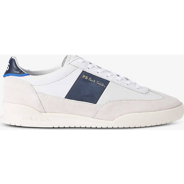 Paul Smith Mens White/comb Dover Brand-print Leather Low-top Trainers Eur 43 / 9 Uk Men - WHITE/COMB