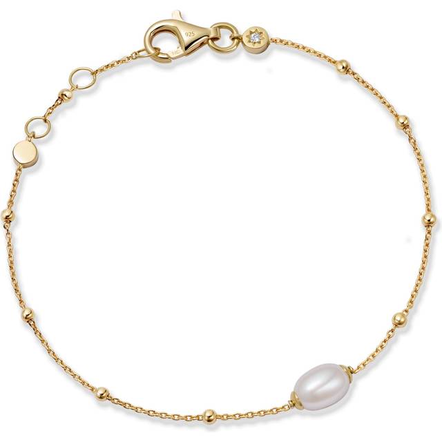 Gold Biography White Pearl Station Bracelet