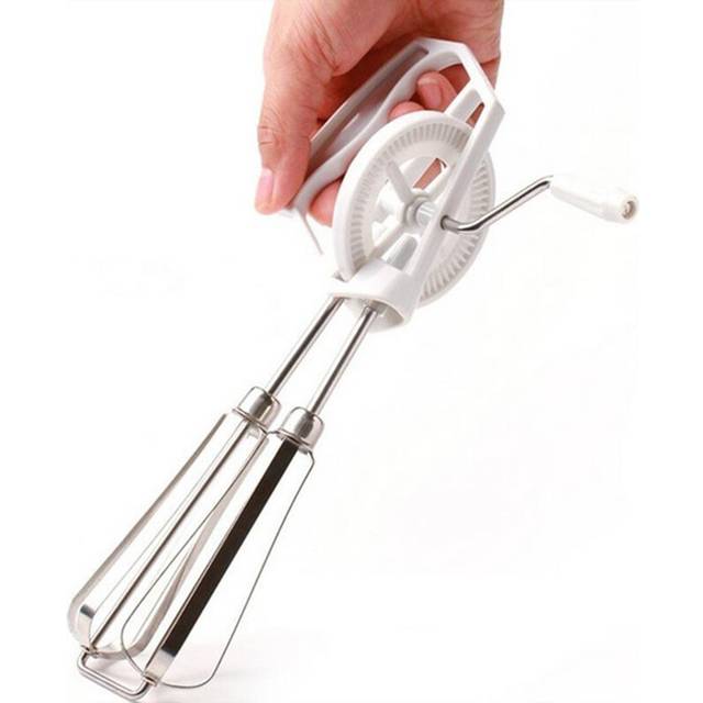 Rotary Manual Whisk Egg Beater Mixer Blender Stainless Steel Tools