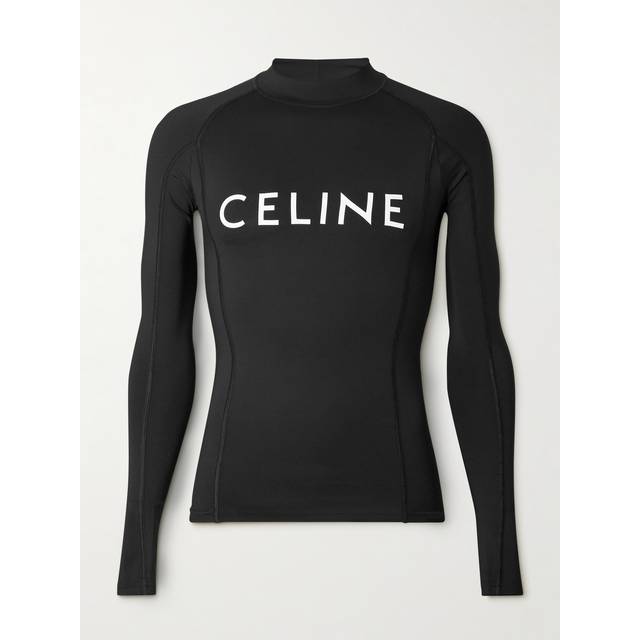 CELINE HOMME - Surf Logo-Print Stretch-Jersey T-Shirt - Men - Black - XS