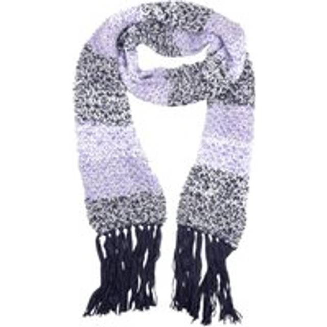 Womens Ontario Knit Scarf With Long Fringe Tassels - Lilac & Navy