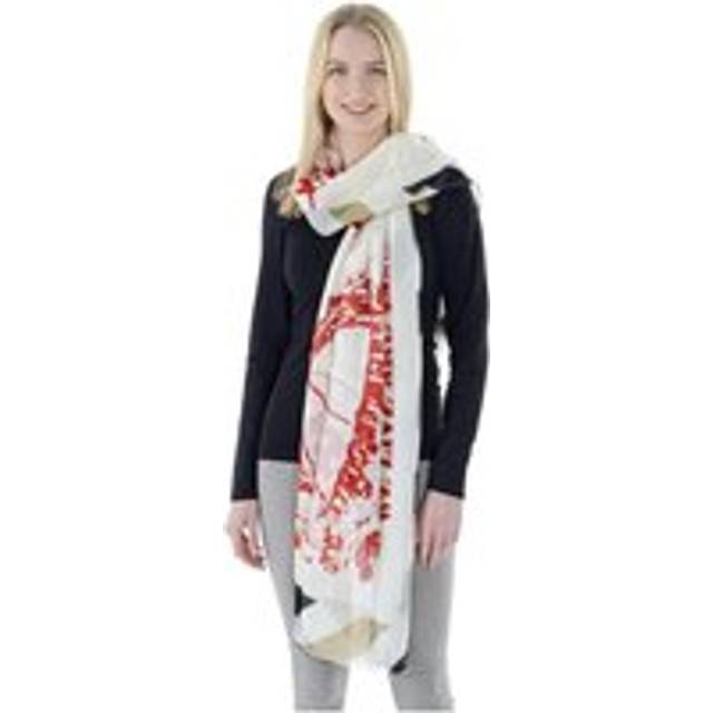 Womens Sheer Summer Scarf Retro Postal Print Neptuna