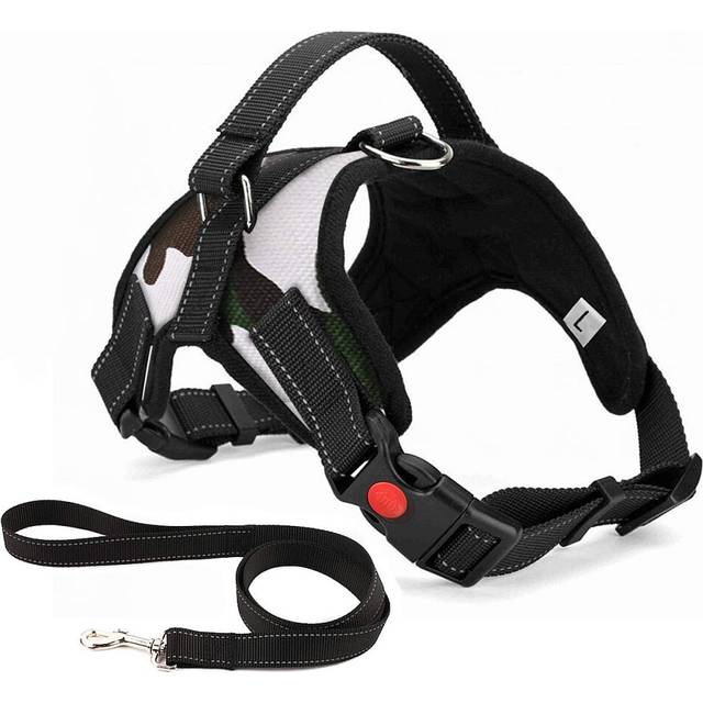No Pull Dog Harness Breathable Adjustable Comfort Free Lead Included for Small Medium Large Dog Best for Training Walking Medium Camo