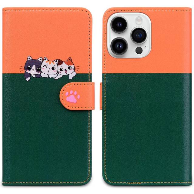 (Green) Case for iphone 14 Pro Max Shockproof Wallet Simple Business Leather Case Flip Cover