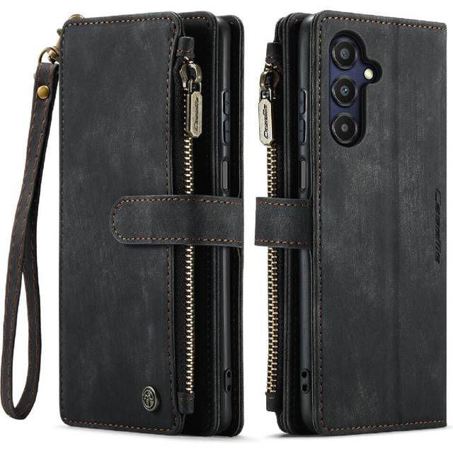 (Black) CaseMe Case For Samsung Galaxy A25 5G With Card Holder Wallet Case For Women Men Drivers License Card Slots Drivers License Card Slots