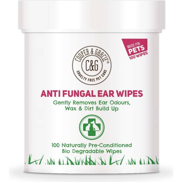 Anti Fungal Dog & Cat Ear Wipes | 100 Soothing Biodegradable Pet Ear Cleaning Wipes | Soft Quick Easy Ear Wipes For Dogs & Cats | Remove Wax Stop