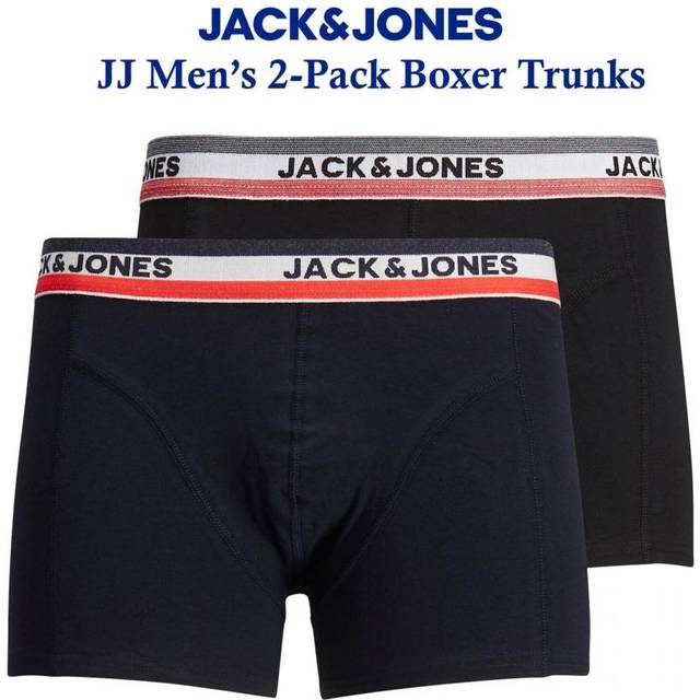 Jack & Jones Mens Multipack of 2 Boxer Shorts - Black/Blue - Size Large
