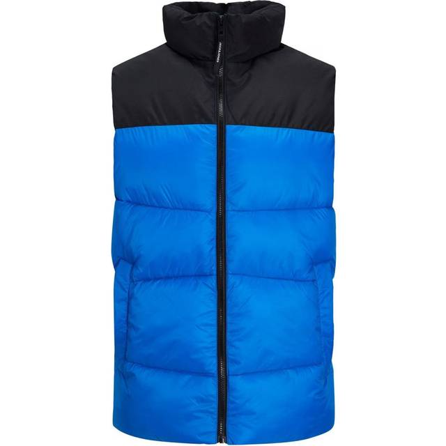 Jack & Jones Mens Zip Up Quilted Gilet - Blue - Size Large