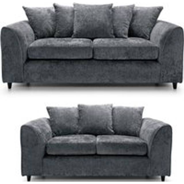 (Grey, 3 Plus 2 Set) Dylan Chenille Fabric Sofa Set