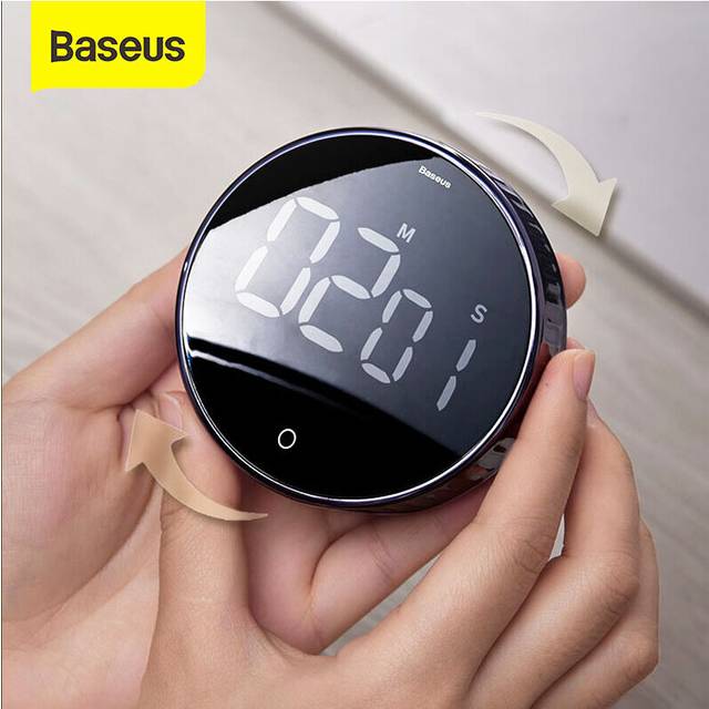 Baseus Magnetic Digital Timer for Kitchen Cooking Shower Study Stopwatch LED Counter Alarm Remi