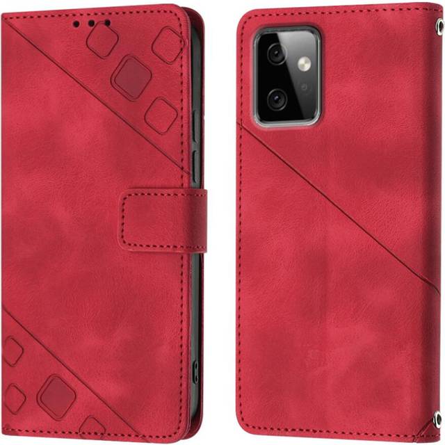 (Red) Case For Motorola MOTO G Power 2023 Magnetic Leather Wallet Flip Cover Card Holder