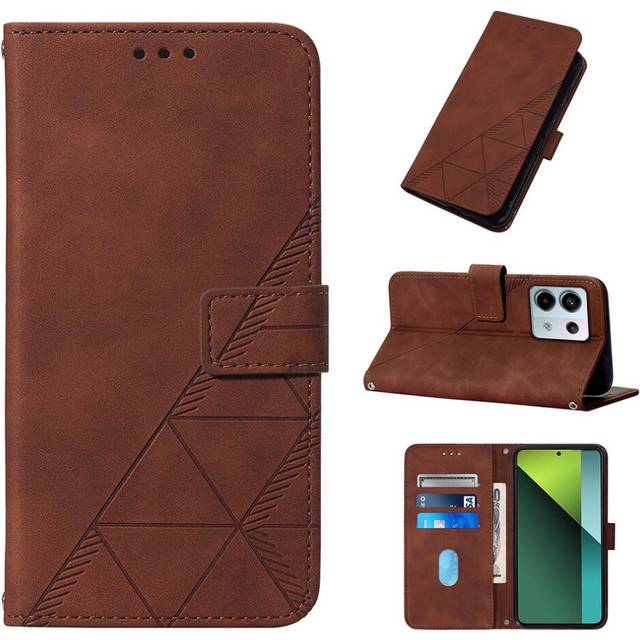 (Brown) Case For Xiaomi Redmi Note 13 Pro 5G Credit Card Holder Wallet Cover Flip Folio Book Protective PU Leather