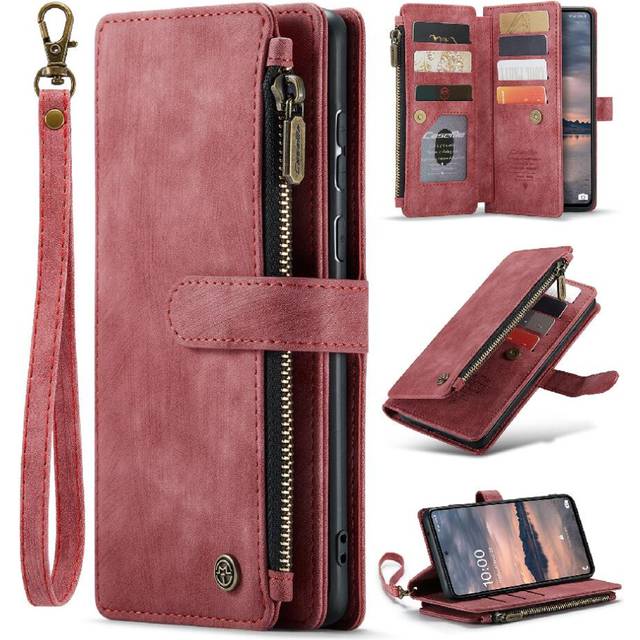 (Red) CaseMe Case For Samsung Galaxy A33 5G With Card Holder Drivers License Card Slots Wallet Case For Women Men Drivers License Card Slots