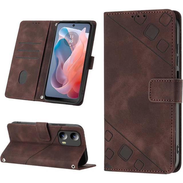 (Brown) Case For Motorola MOTO G Play 5G 2024 Card Holder Wallet Flip Cover Magnetic Leather