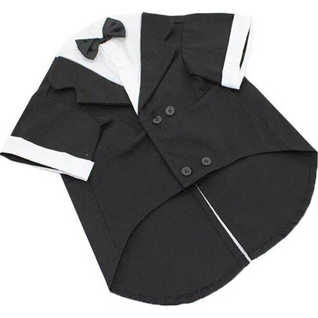 (Black, L-L) Big Pet Dog Cat Clothes Big Dog Bow Tie Shirts Wedding Suit Clothes Costume Collared Shirt Jumpsuit
