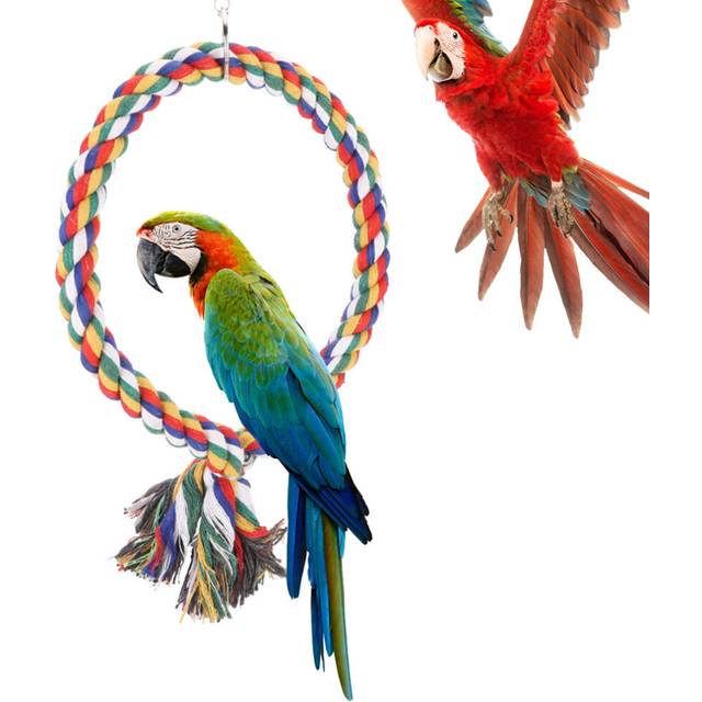 Round Circle Climbing Rings Colorful Cotton Rope Swing Pet Bird Perch Biting Standing Playing Toy