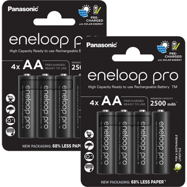 Panasonic Eneloop Pro AA HR6 2500mAh Rechargeable Batteries | 8 Pack