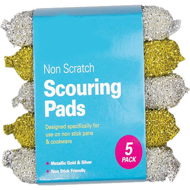 Sponges Scrubbing Scouring Pad, 5pk Non Scratch Stainless Steel Scouring Pad, Washing Up Scourer, Scouring Pad Ball - Easy Grip Cleaning Pots Pans