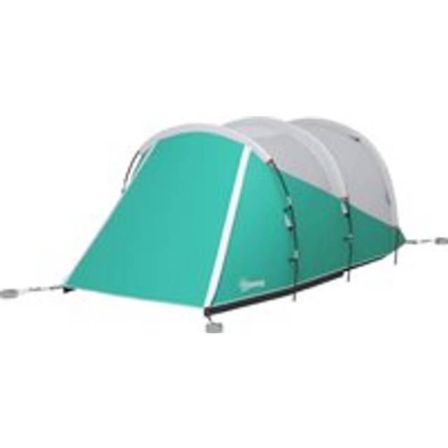 Outsunny 2 Room Camping Tent For 4-5 Man, 3000mm Waterproof Family Tent With Carry Bag, For Fishing Hiking Festival, Green
