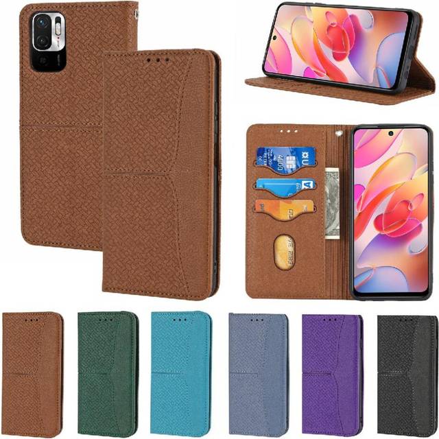 (Brown) Case For Xiaomi Redmi Note 10 5G Hand Wallet Flip Folio Book PU Leather Cover Credit Card Holder