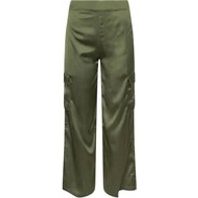 Pixiegirl Petite Olive Green Satin Cargo Trousers 16 Pixiegirl | Petite Women's Cargo Trousers