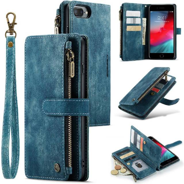 (Blue) CaseMe Case For IPhone 6 Plus/6S Plus Wallet Case For Women Men Drivers License Card Slots Drivers License Card Slots With Card Holder