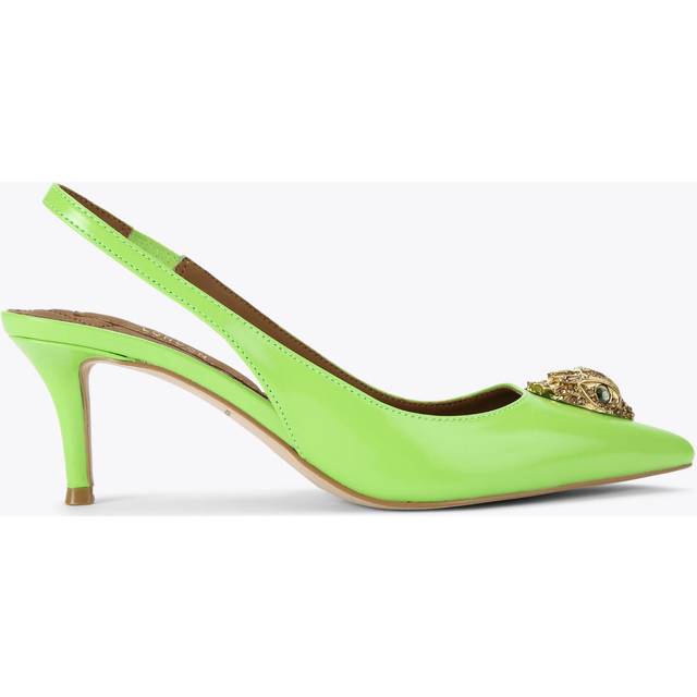 Kurt Geiger London Womens Lime Belgravia Eagle-embellished Heeled Patent-leather Sling-backs Eur 39 / 6 Uk Women - LIME