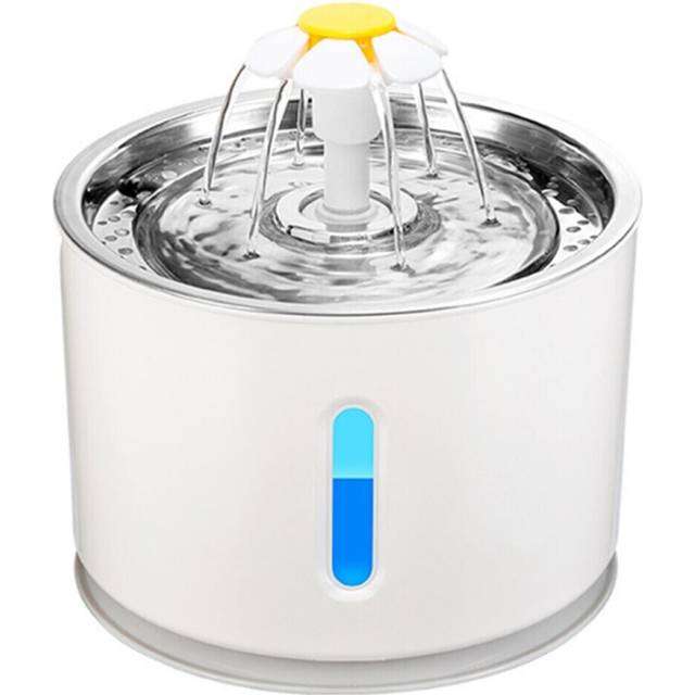 LED Automatic Electric Pet Water Fountain Cat/Dog Drinking Bowl Waterfall 2.4L