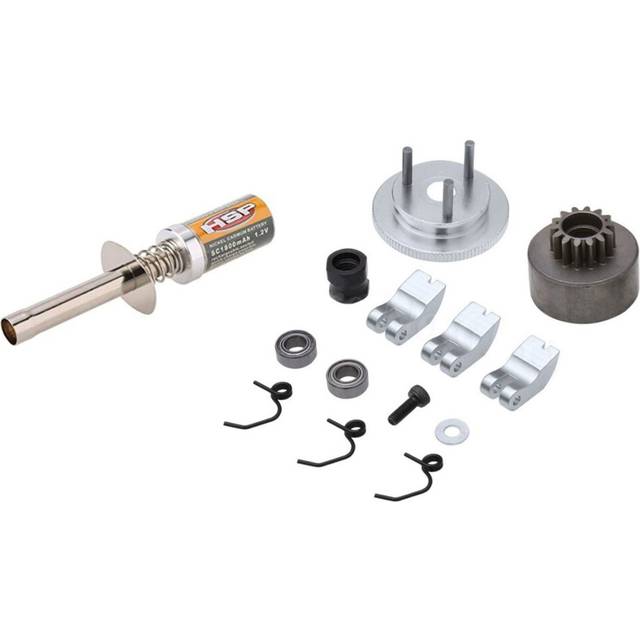 2 Set Accessories: 1Set for 80101 1.2V Glow Plug Igniter & 1Set RC 14T Gear Bearing Clutch Shoes Flywheel Assembly