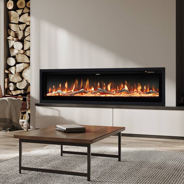 50 Inch Electric Fireplace with Remote 12 Flame Colors 1500W