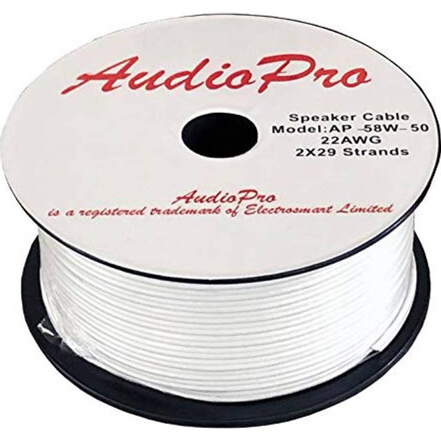AudioPro Speaker Cable Wire 22 AWG (2 x 29 Strands) Select 25m or 50m Reel Colour White/Clear Transparent HiFi Home Audio Surround Sound etc (50m Reel