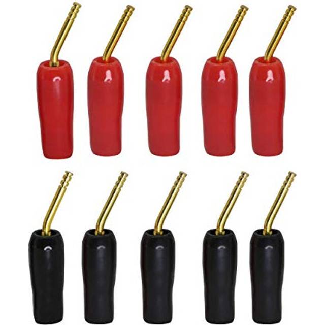 Gold Plated 2mm Banana Plug Screw Type Audio Speaker Cable Connector Adapter(Black & Red,10-Pack)