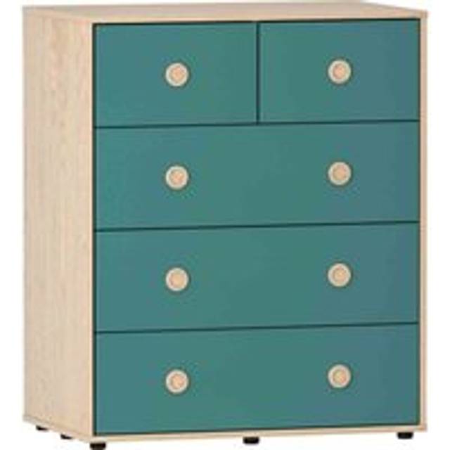 Junior Vida Neptune 5 Drawer Chest Of Drawers Bedroom Storage Furniture, Blue & Oak, Blue