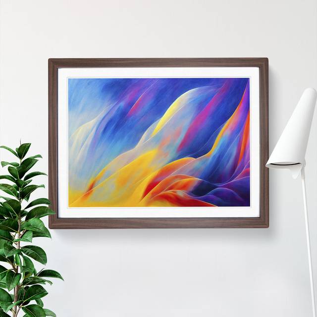Quirky Modern Abstract Art - Picture Frame Graphic Art - Walnut Framed (25cm H x 34cm W x 2cm D)