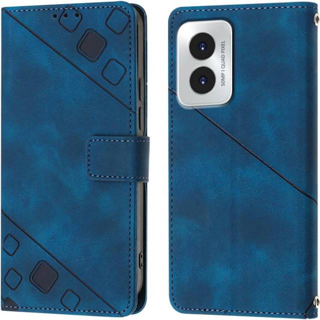 (Blue) Case For Motorola MOTO G Play 4G 2024 Card Holder Wallet Flip Cover Magnetic Leather