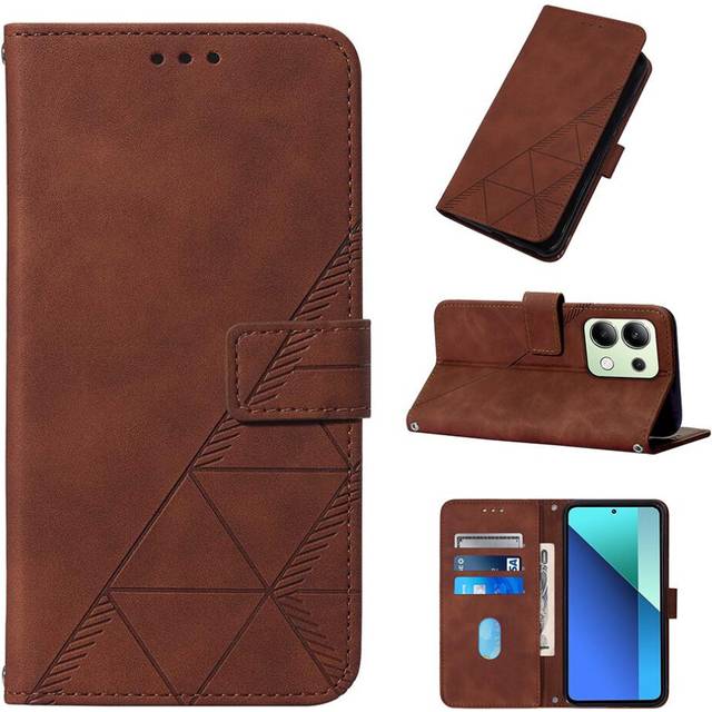 (Brown) Case For Xiaomi Redmi Note 13 4G Flip Folio Book Protective Wallet Cover Credit Card Holder PU Leather