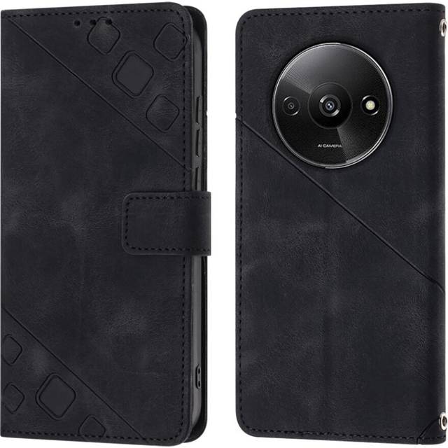 (Black) Case For Xiaomi Redmi A3 Card Holder Wallet Flip Cover Magnetic Leather