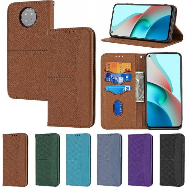 (Brown) Case For Xiaomi Redmi Note 9 5G Credit Card Holder Flip Folio Book Hand Wallet PU Leather Cover