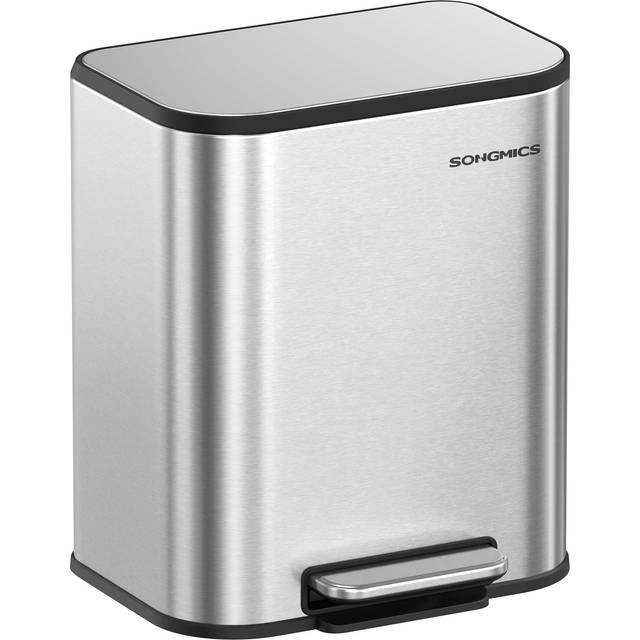 Songmics Kitchen Waste Bin With Lid, Silver, Silver