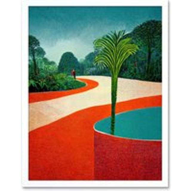 Wall Art Print Modern Abstract Orange Jungle Art Framed - White - W12 inch x H16 inch