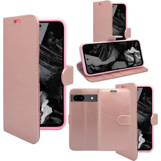 (Rose Gold) For Google Pixel 8A Wallet Flip PU Leather Cover Case