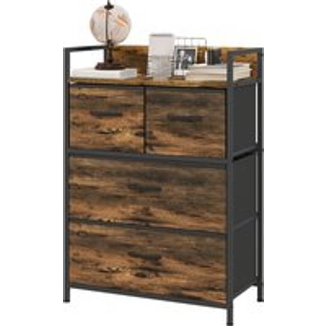 HOMCOM Bedroom Chest of Drawers, 4 Drawer Dresser Storage Organiser Unit with Drawers, Open Shelf and Steel Frame for Living Room Aosom UK
